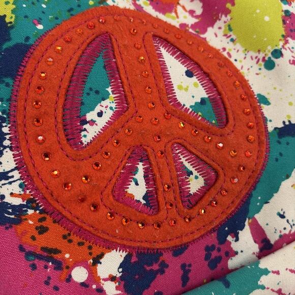 Peace Of Cake Splatter Print Peace Symbol Backpack Multicolor - Picture 3 of 14